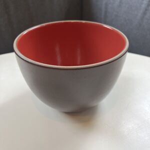 Edith Heath Ceramics #110 Deep Serving Bowl USA Chocolate Brown + Glossy Red